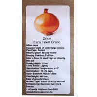 6 Degrees East Heirloom Veg Seeds - Onion - Early Texas Grano